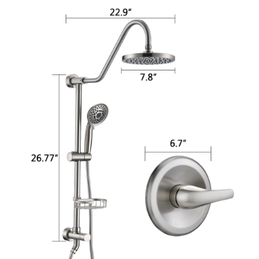 Rain Shower Head with Handheld Shower System - Brushed Nickel