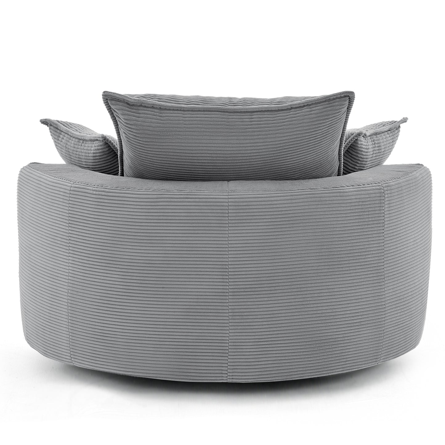360° Swivel Barrel Chair with Dual-Layer Cushion - Grey