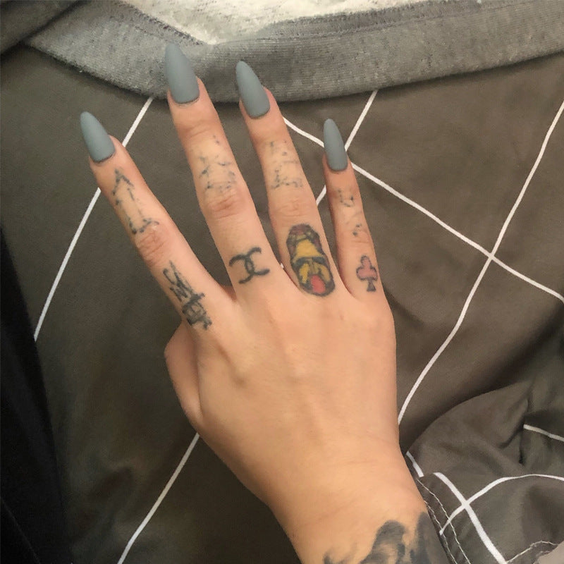 Women’s Solid Color Frosted Matte False Nails with Starry Sky Design