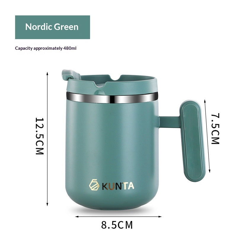 Double-Layer Insulated Thermal Coffee Mug with Lid - 450ml