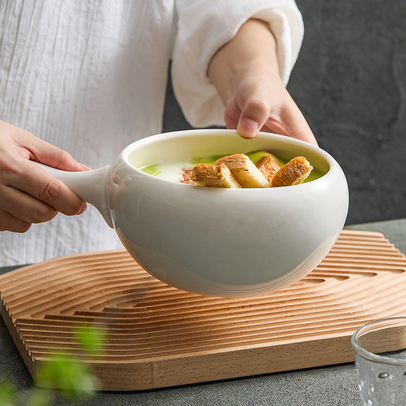Large Capacity Ceramic Salad & Noodle Bowl with Handle - Multiple Sizes