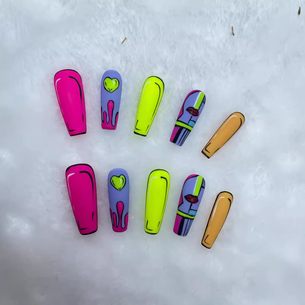 Handmade Press-On Nail Art Set - Elegant Wearable Artificial Nails