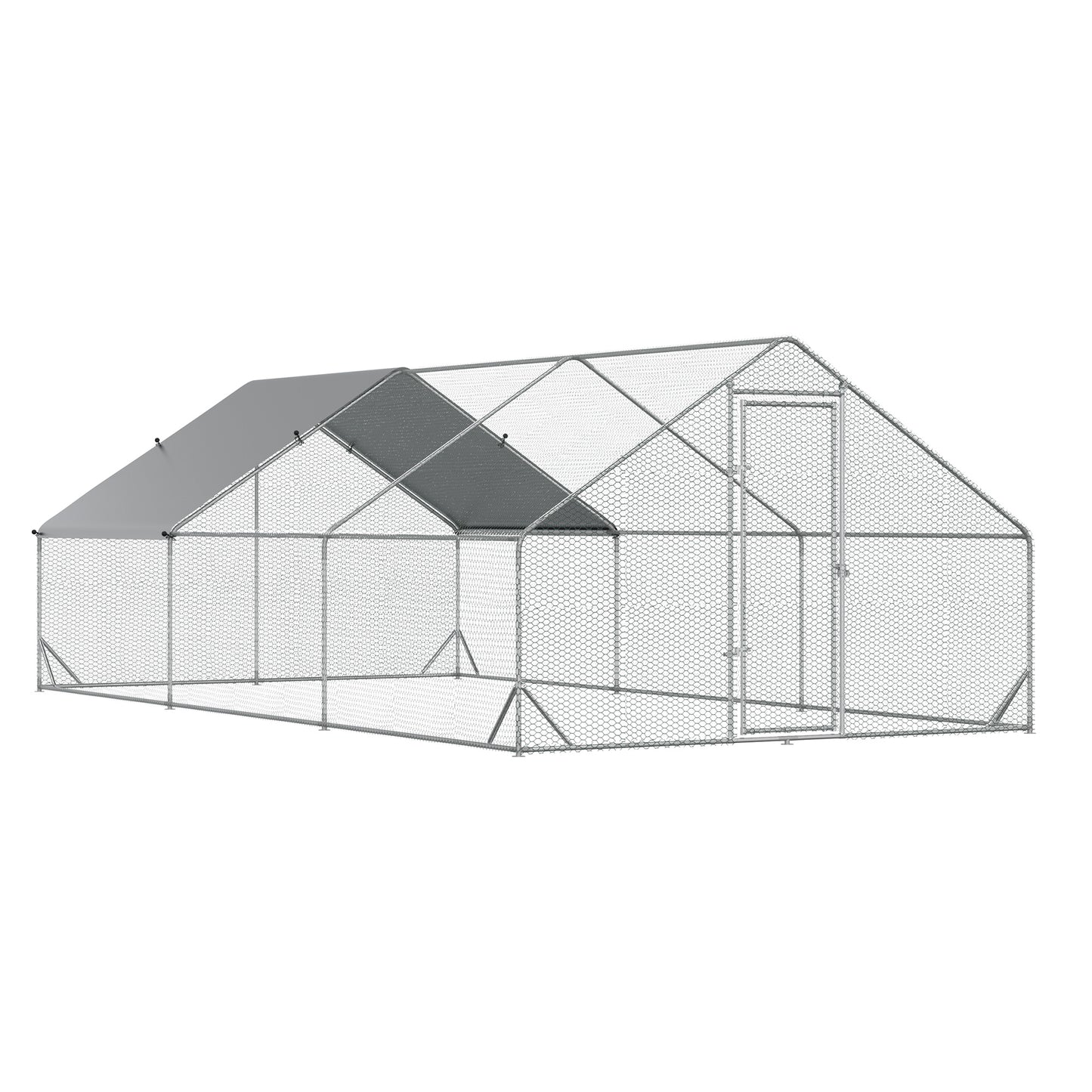 Outdoor Chicken Coop Cage with Cover Lockable Door 10x20x6.5 ft