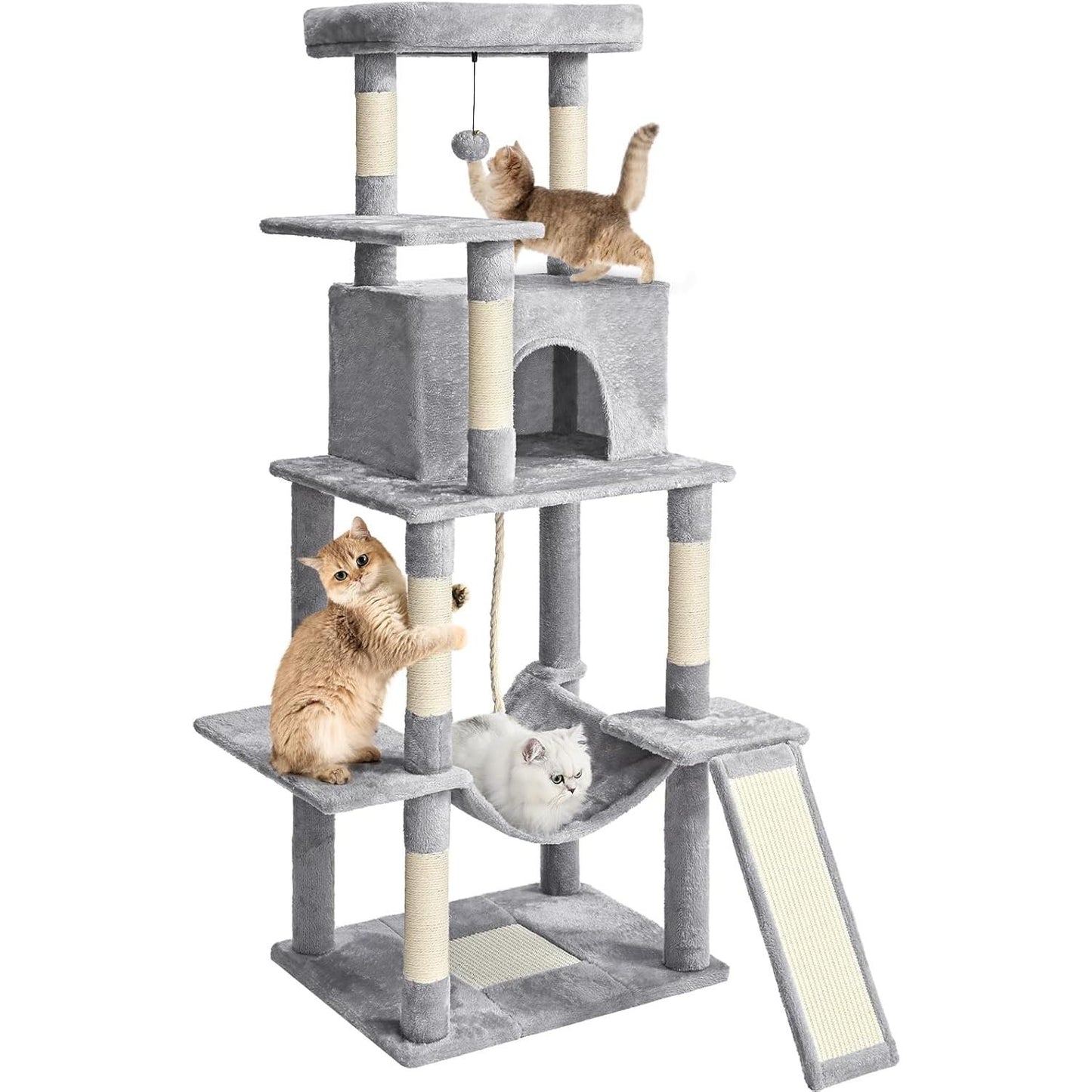 Multi-Level Cat Climbing Tree with Sisal Scratch Post and Resting Areas - 63 Inch