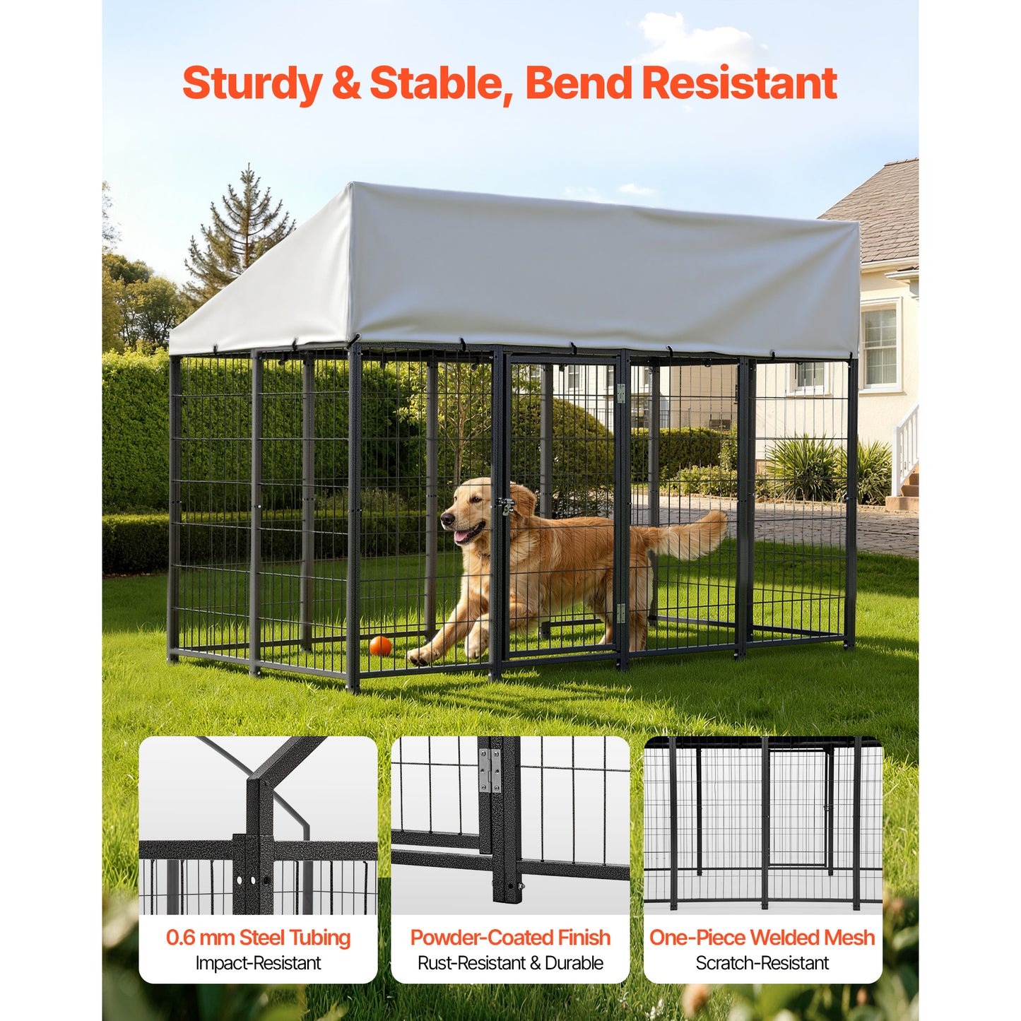 Large Outdoor Dog Kennel 7.87x3.94x5.4 Ft Waterproof Heavy Duty Enclosure with Lock