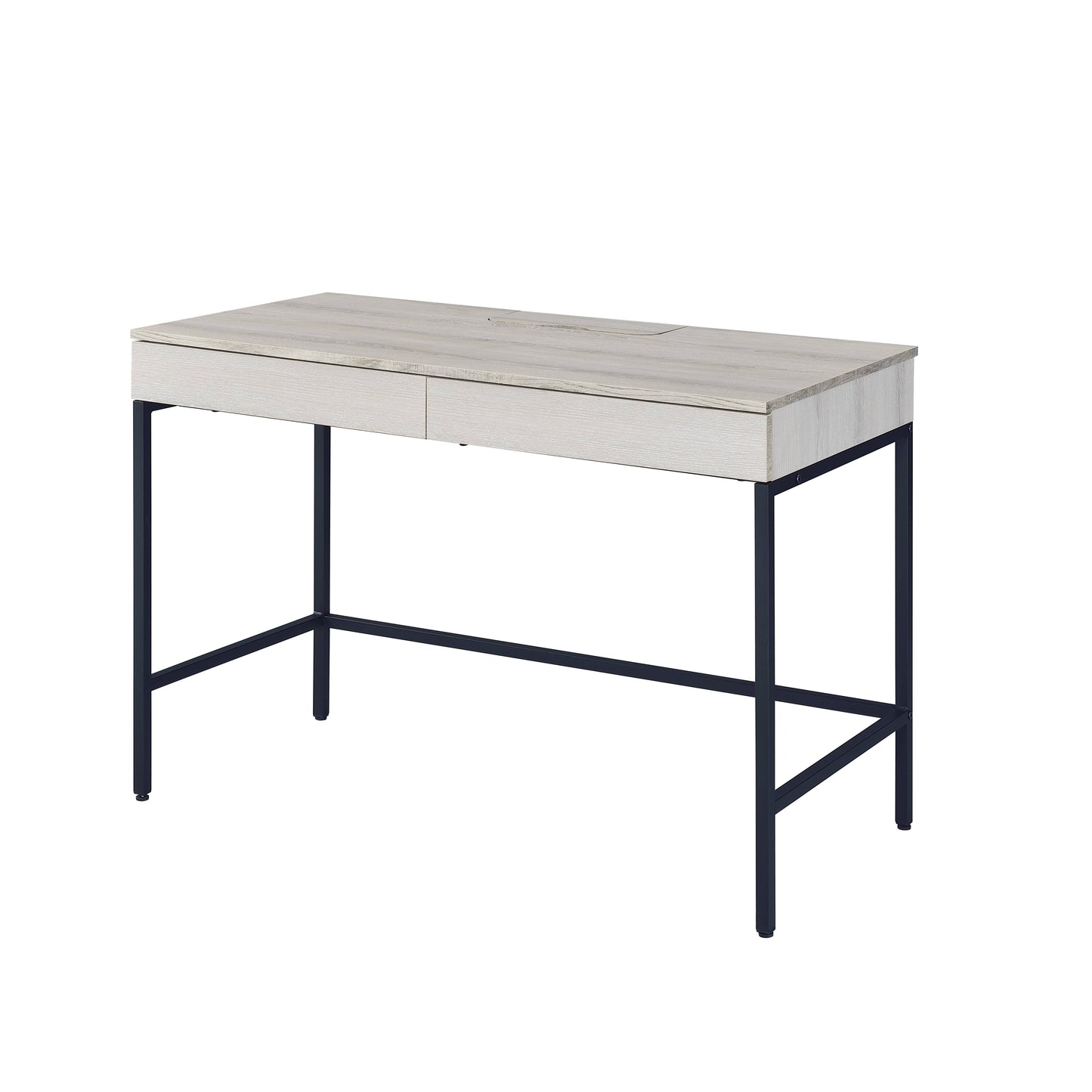 Writing Desk with Natural & Black Finish - 2 Drawers, USB Dock