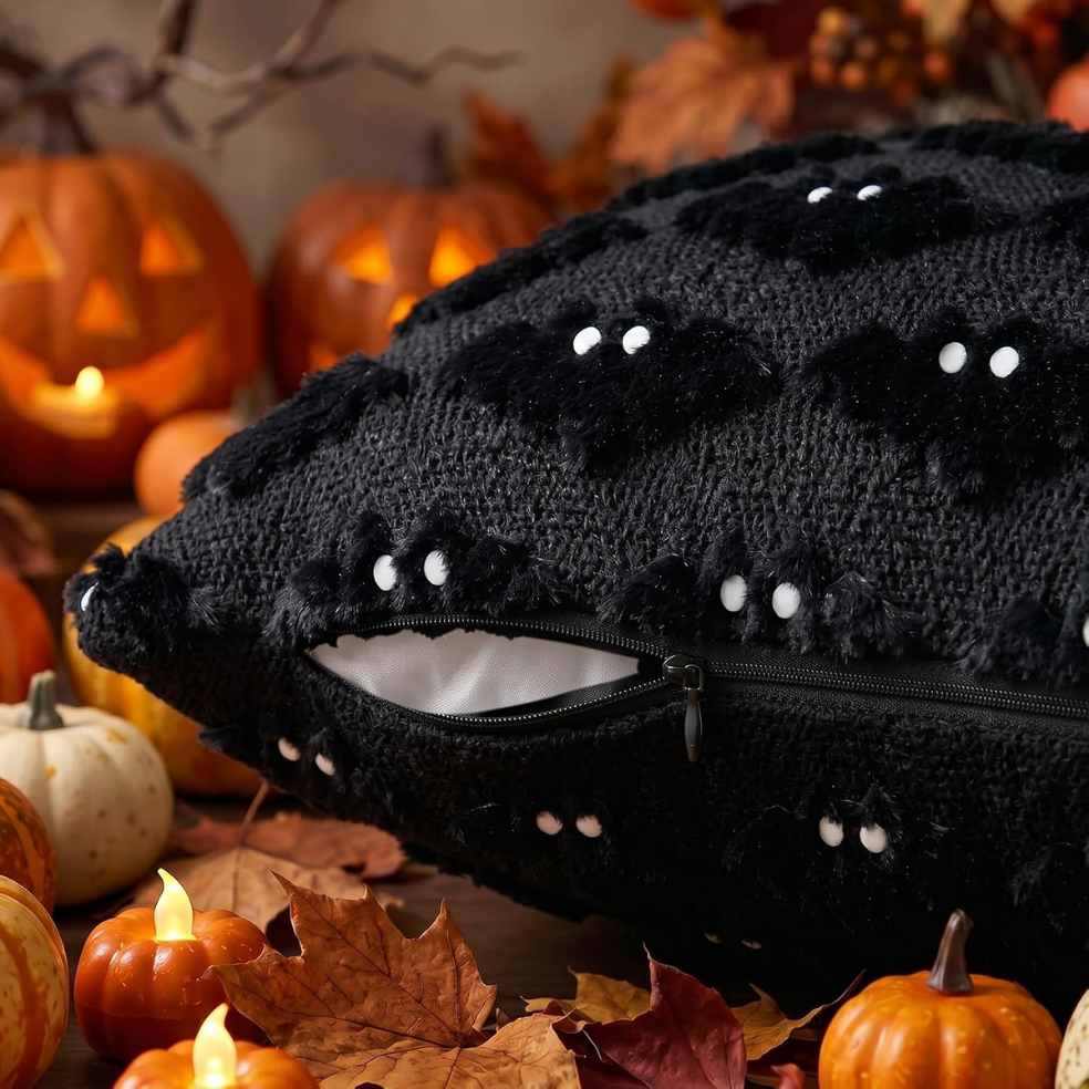 Halloween Bat Pillow Covers - Set of 2 Plush Cushion Covers
