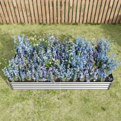 Metal Raised Garden Bed Kit 7.6x3.7ft for Vegetables, Flowers, Herbs - Black