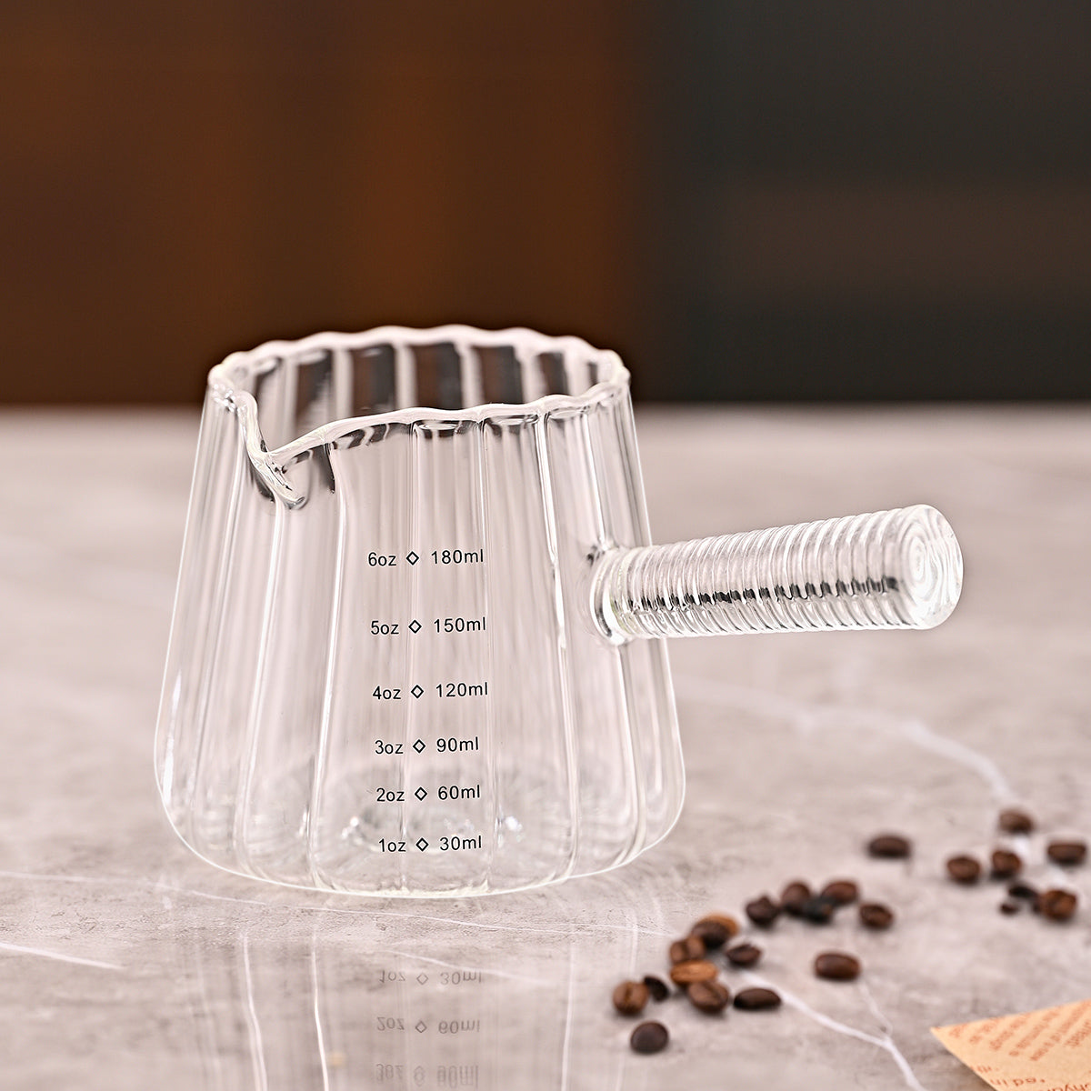 180ml Mini Coffee Cup with Glass Handle - Italian Style