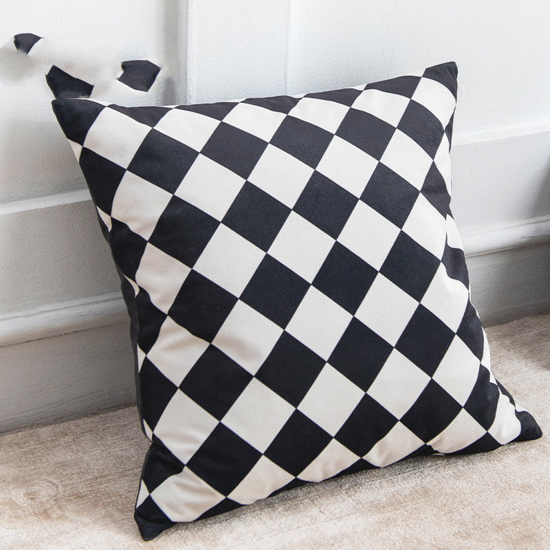 Modern Black and White Velvet Geometric Pillow Cover - Multiple Sizes & Styles