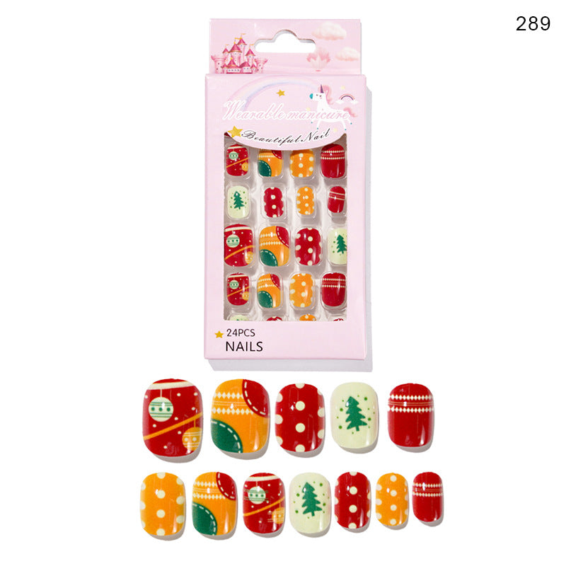 Christmas Kids Nail Stickers 24 Pieces Wearable Nail Art for Children