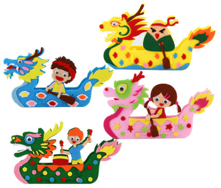 Dragon Boat Festival Handmade Model Kit with 3D Dragon Boat and Decor - DIY Craft