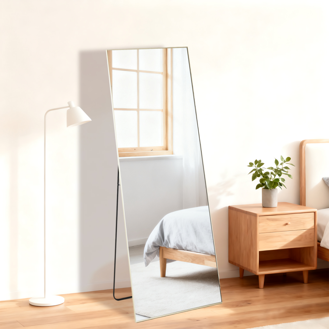 Full Length Standing Mirror - Gold Rectangle, 56x15 Inches