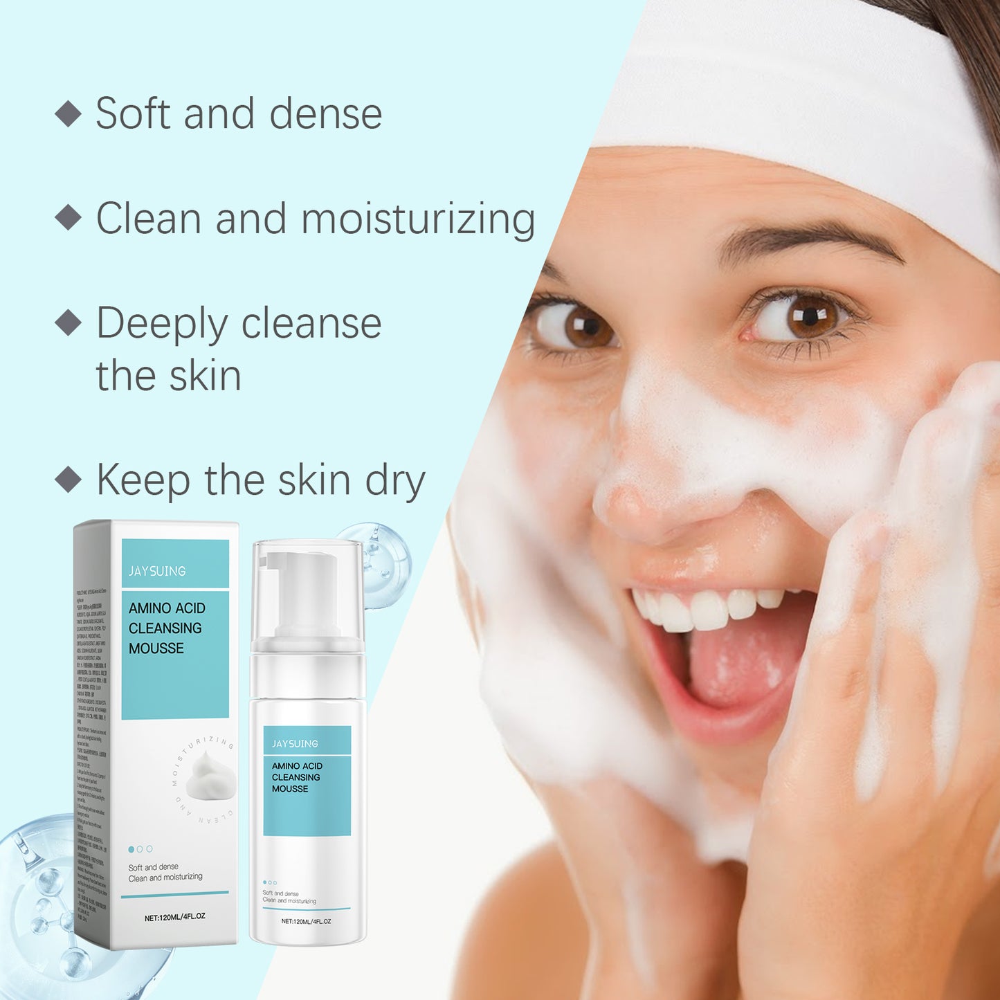 Amino Acid Cleansing Mousse - Gentle Hydrating Facial Foam Wash 120ml