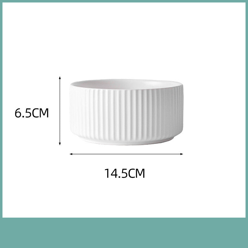 Ceramic Household Bowl Set - Food Safe, Solid Color, 6/8 Inch or Set