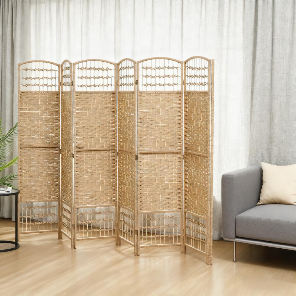8 Panel Folding Room Divider Privacy Screen - Natural
