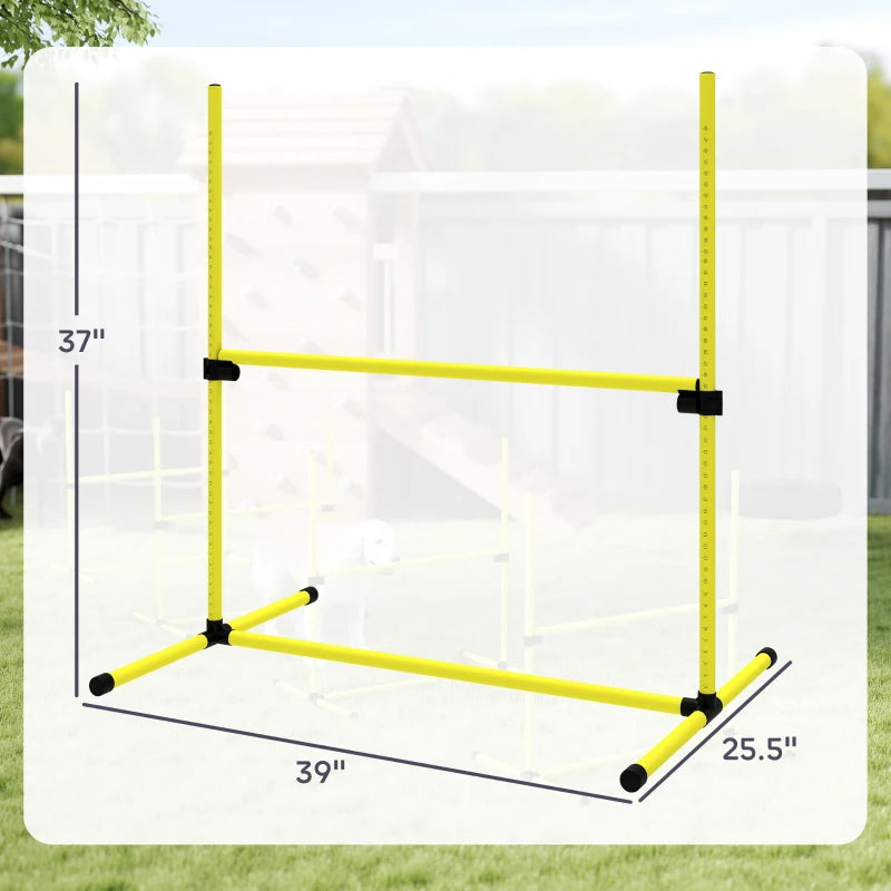 Dog Agility Jump Set with Adjustable Height Bars and Carry Bag - Yellow