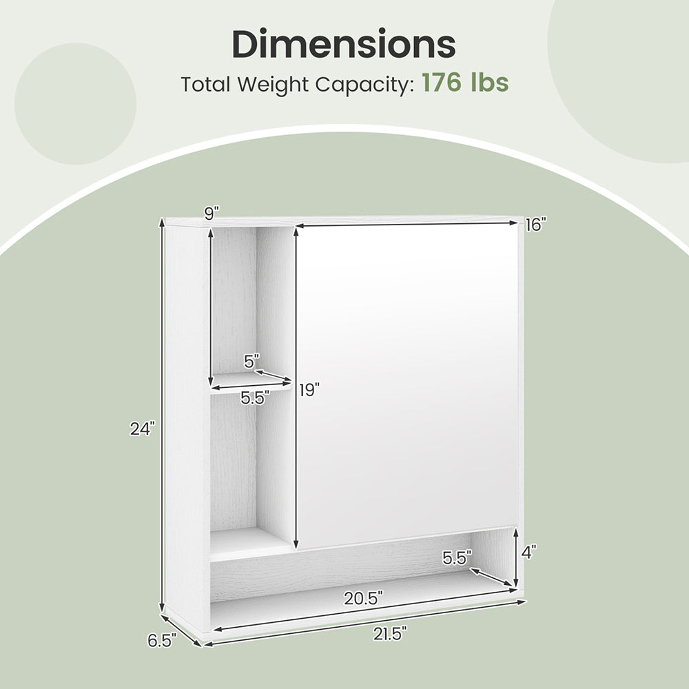 Wall Mounted Bathroom Cabinet With Mirror Single Door For The