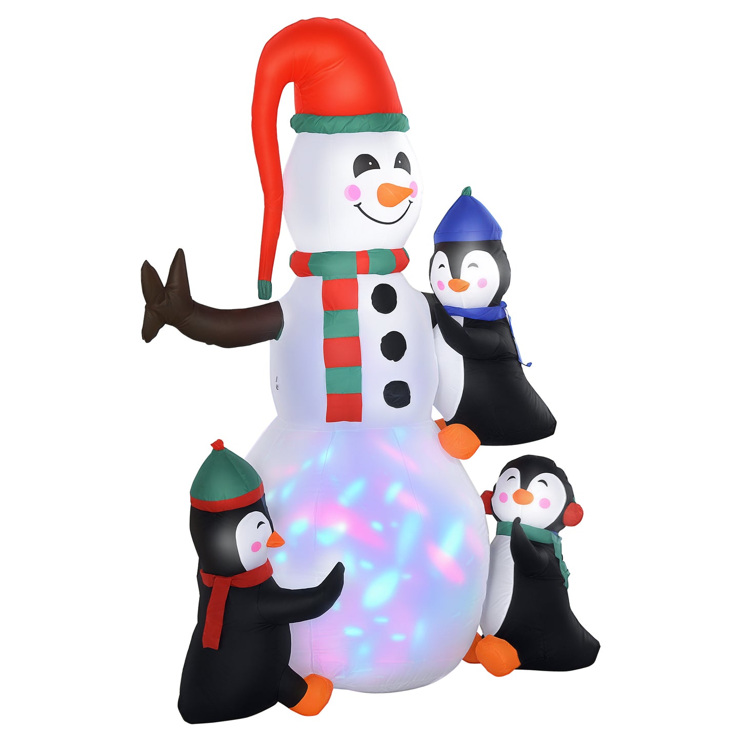 6' Inflatable Christmas Snowman with Penguins - LED Lights
