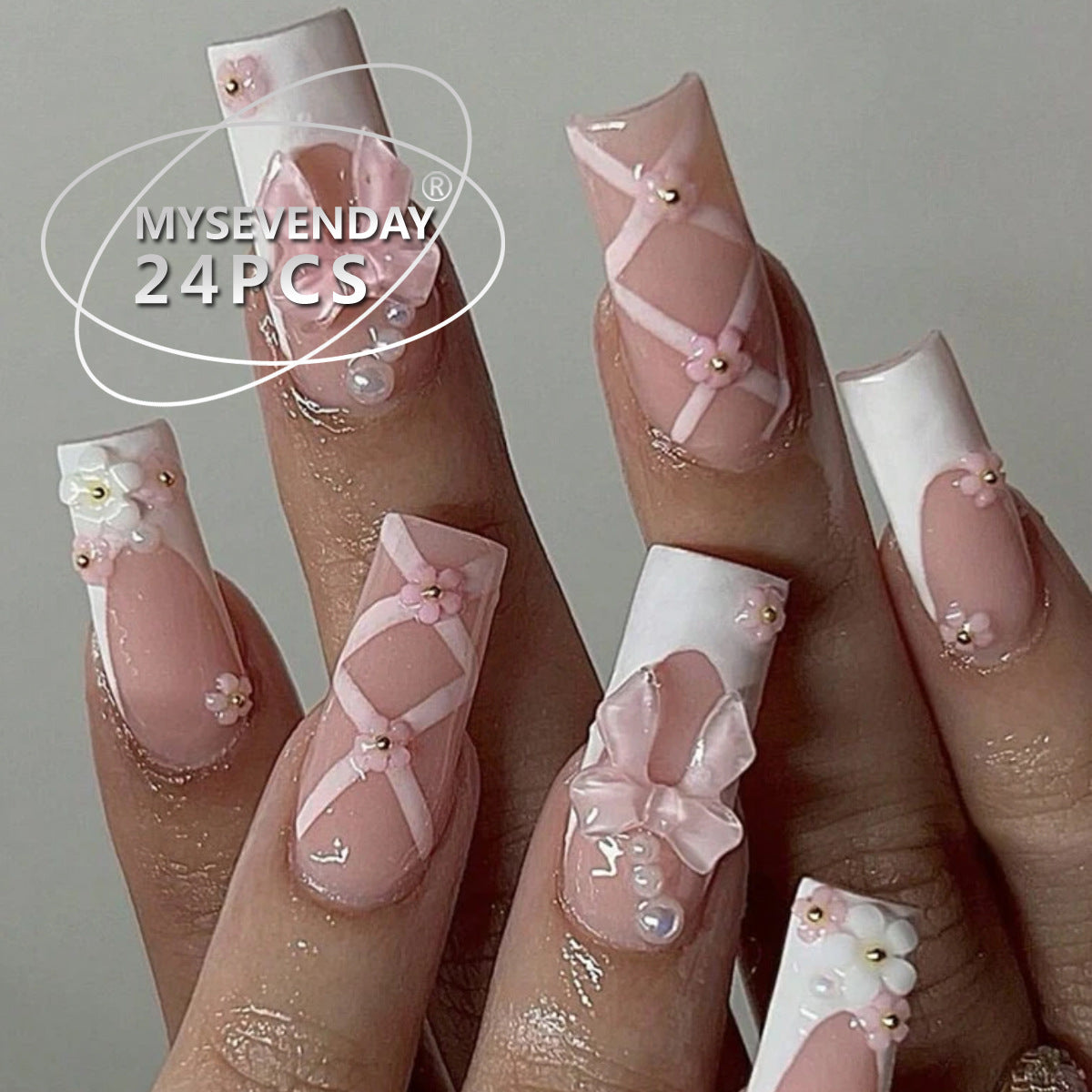 24-Piece Nail Art Sticker Kit with French & Star Designs for Nails