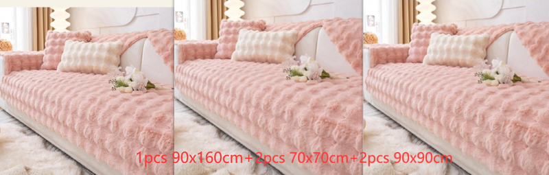 Thickened Rabbit Plush Sofa Cushion Set for Comfortable Home Decor