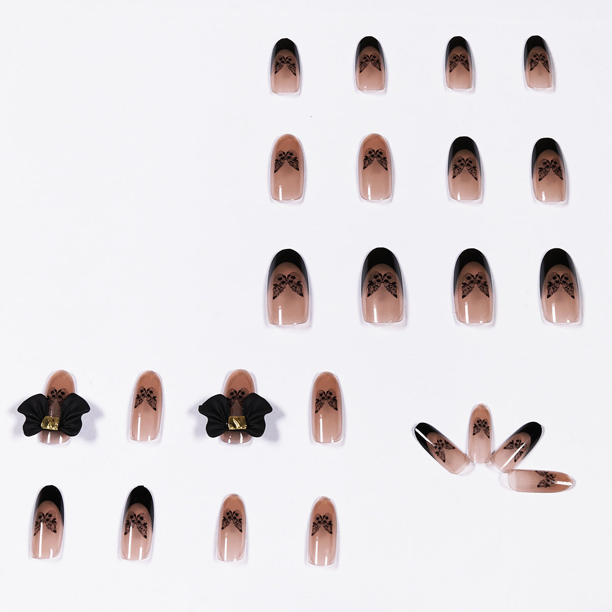 Black Tea Nail Art Stickers - Detachable Butterfly Armor 24 Pieces