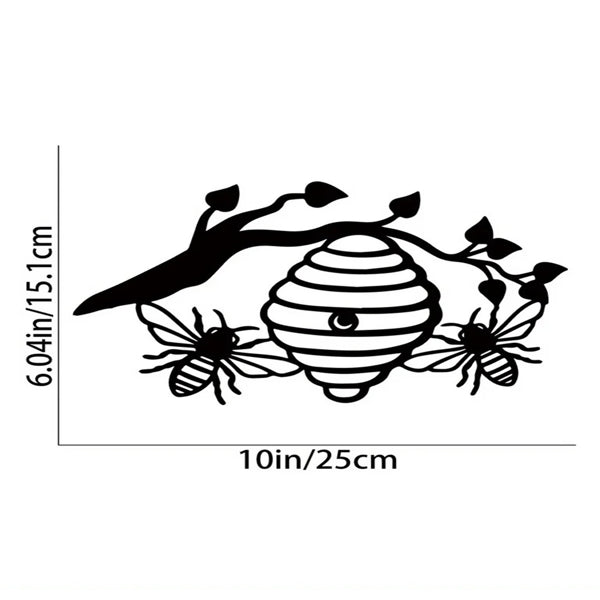 Sunny Yellow Honeycomb Iron Wall Art - Bee & Tree Silhouette