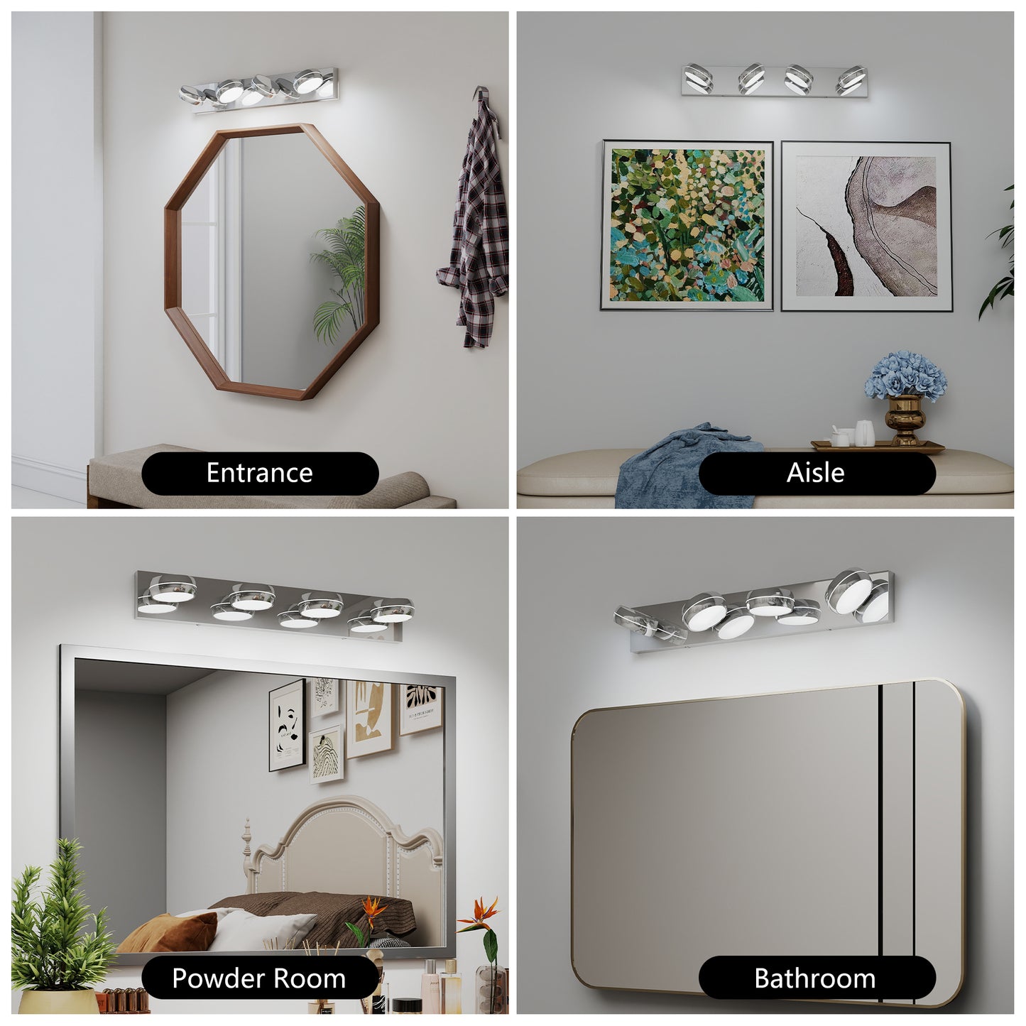 Modern 28in LED Vanity Light Fixture for Bathroom - Chrome