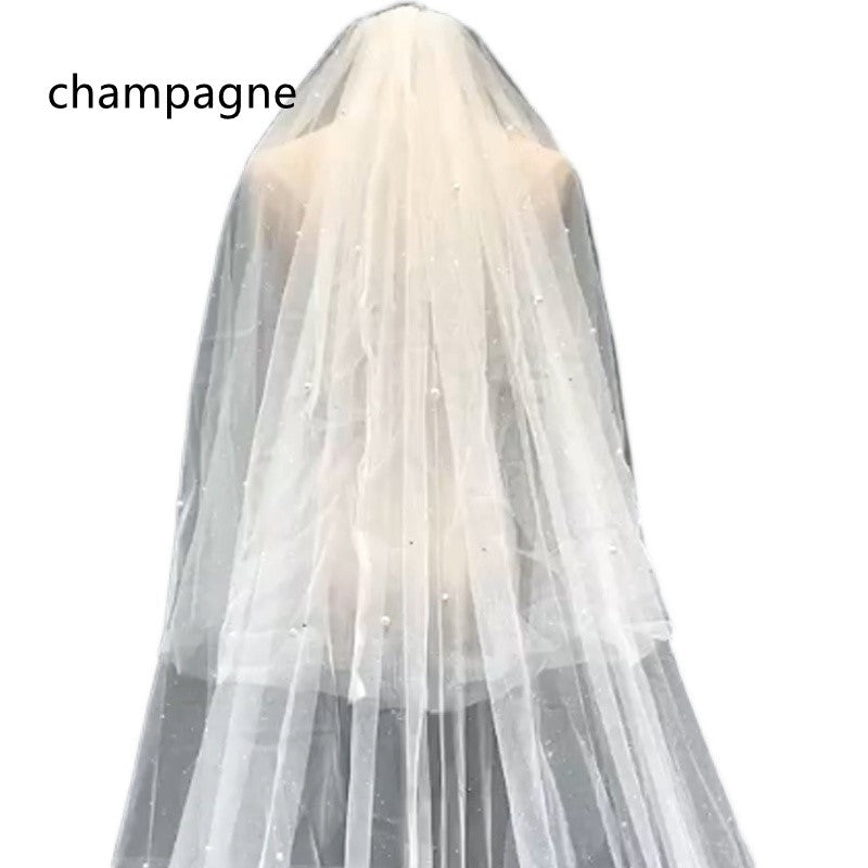 Bridal Cathedral Veil with Beaded Trim