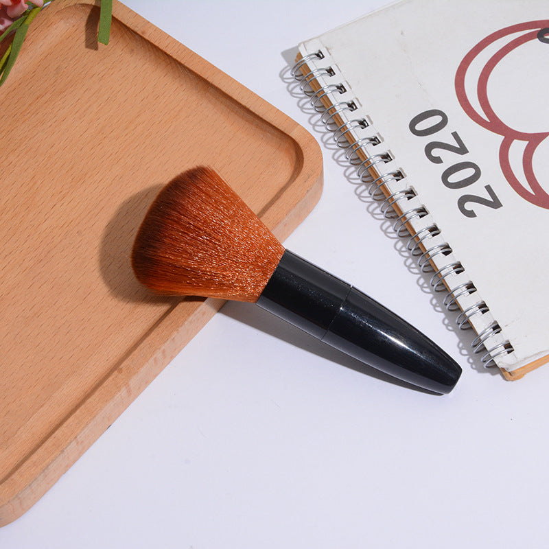 Face Powder and Blush Brush - Double Brown Makeup Brush with Nylon Bristles