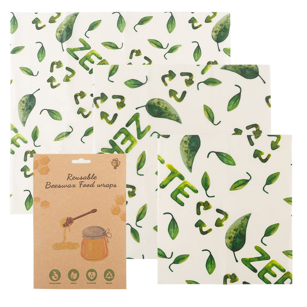 3-Piece Beeswax Food Wraps - Eco-Friendly, Reusable Food Storage Cloths
