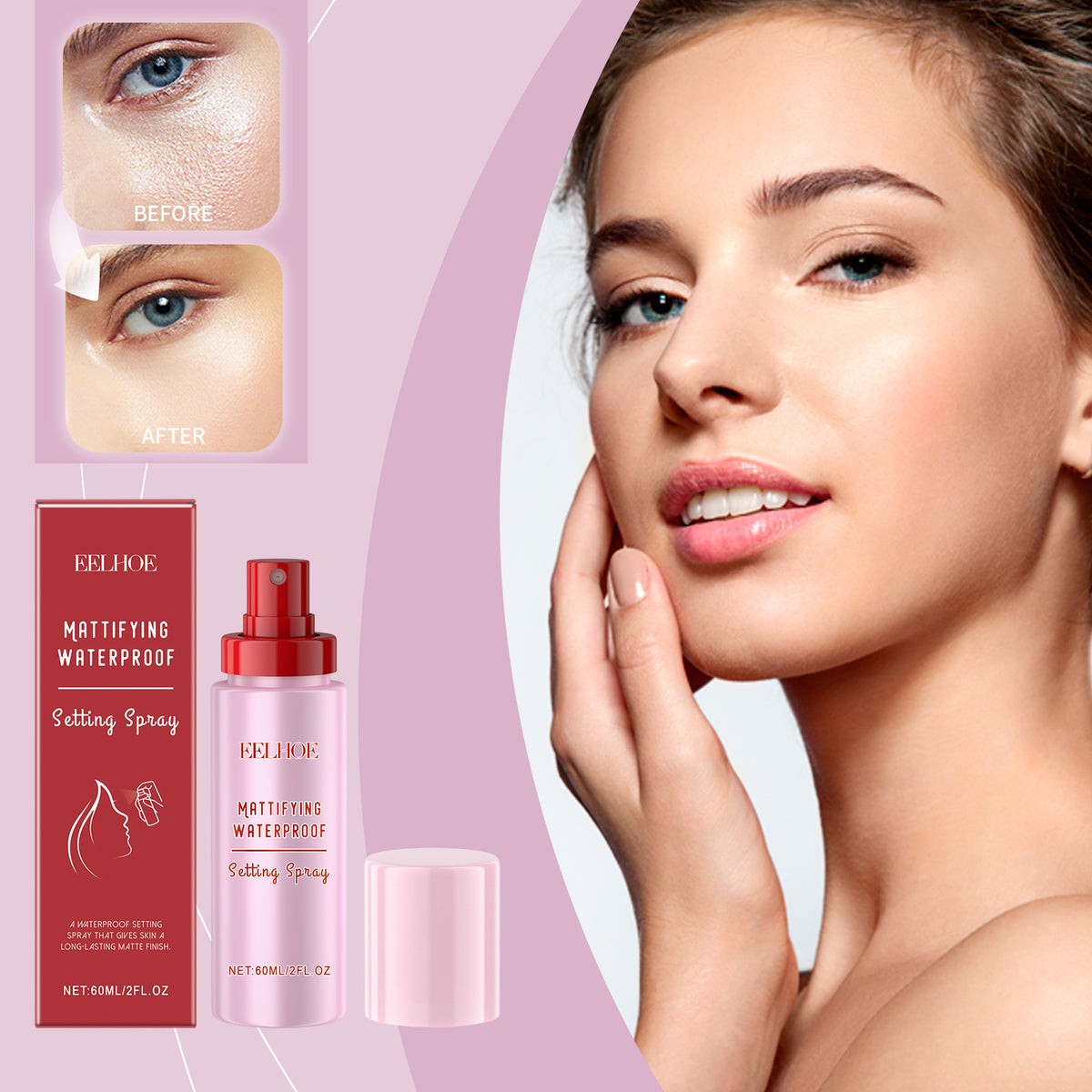 Matte Makeup Setting Spray 60ml - Lightweight Hydrating Facial Mist