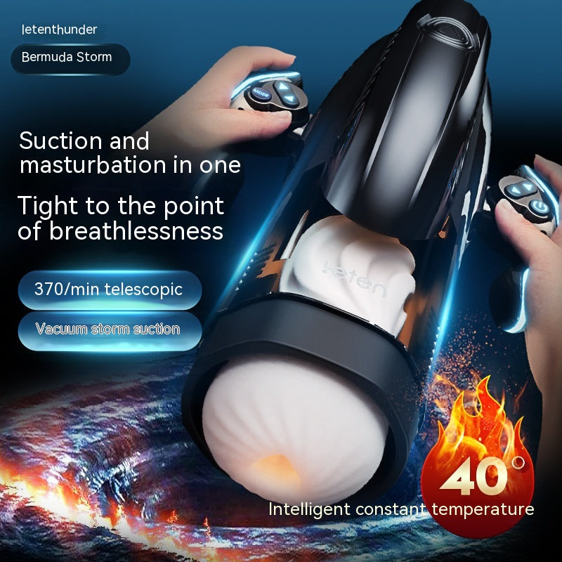 Automatic Retractable Heating Men's Masturbation Toy - Black