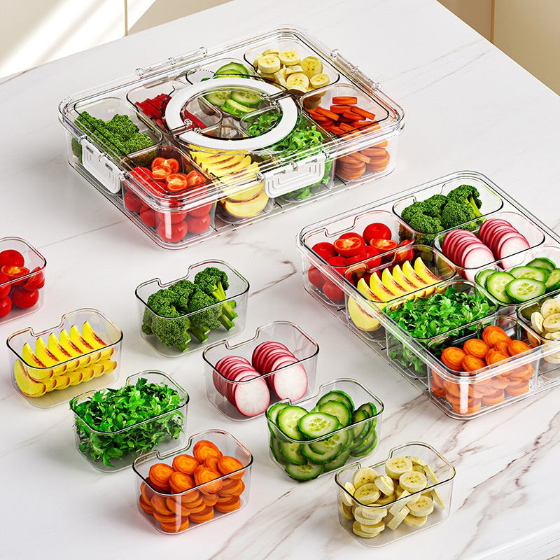 Food Storage Container 8-Grid Transparent Sealed Box Food Grade Kitchen Organizer