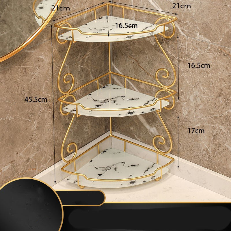 Light Luxury Triangle Bathroom Shelf Multi-Layer Storage Rack White Black Gold