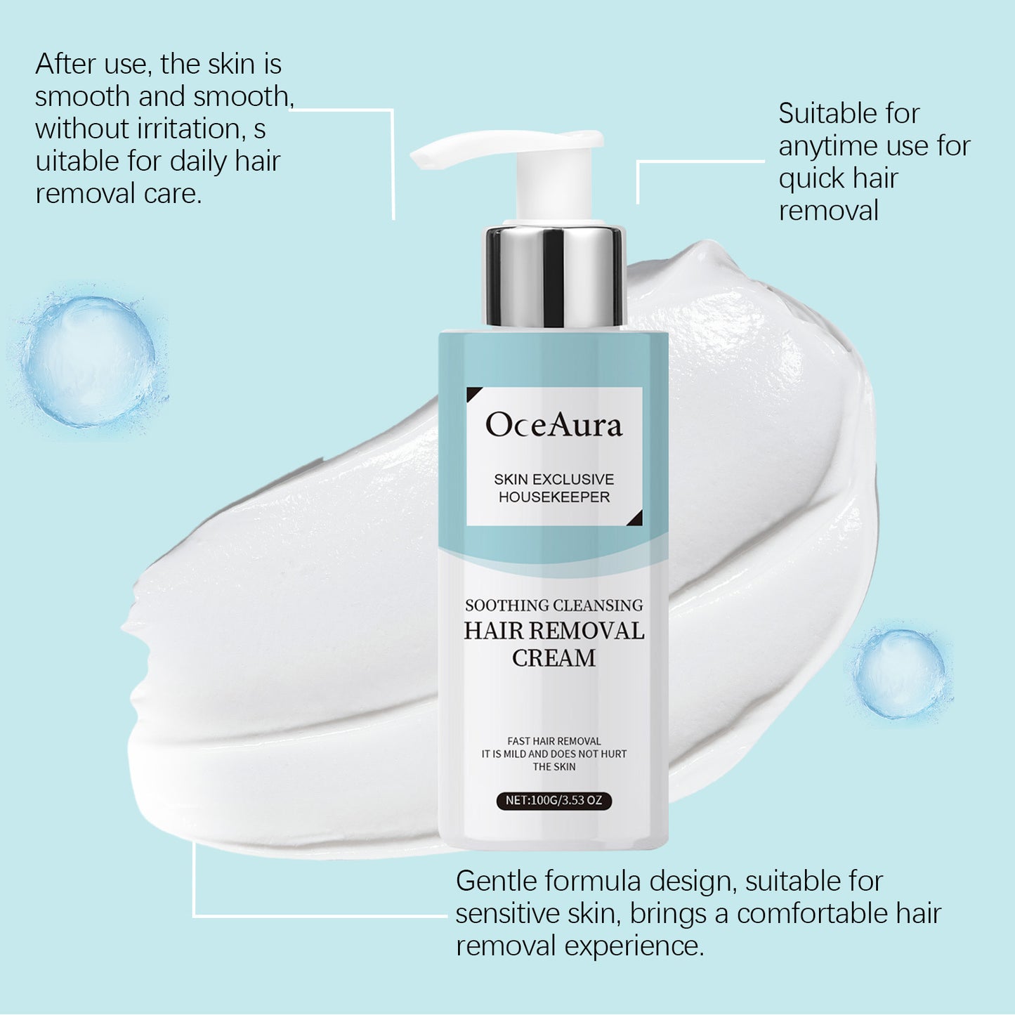 Gentle Hair Removal Cream for Face and Body - Moisturizing Formula