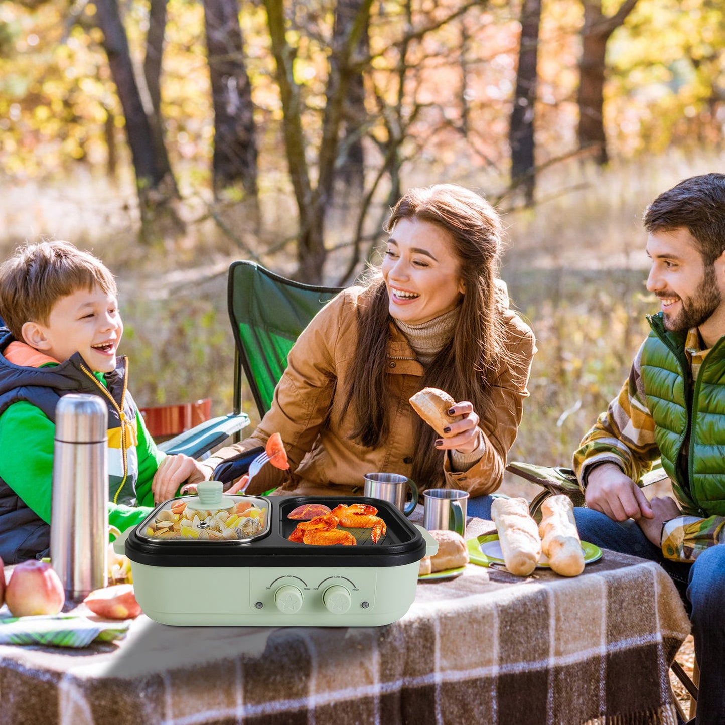 2-in-1 Electric Hot Pot & Grill - Portable Non-Stick Cooker