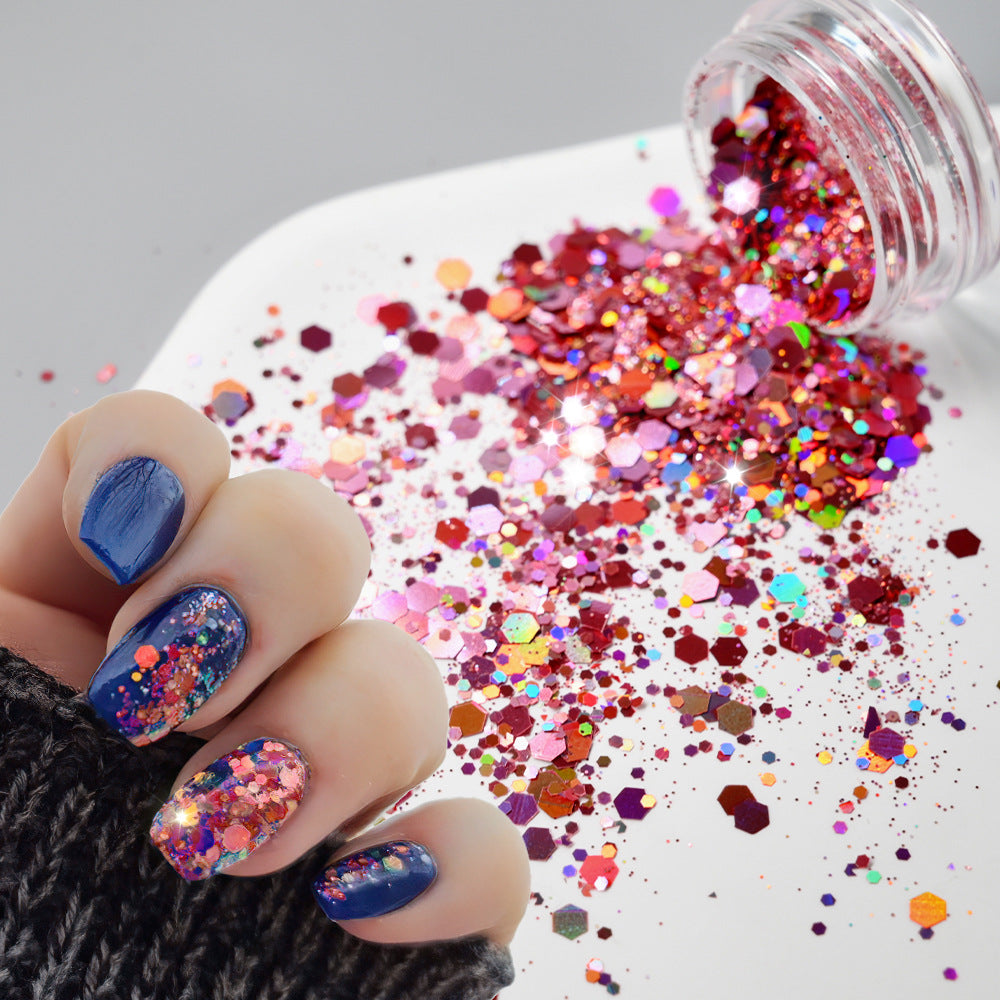 24-Color Nail Glitter Set with Circular Sparkles - Princess Series