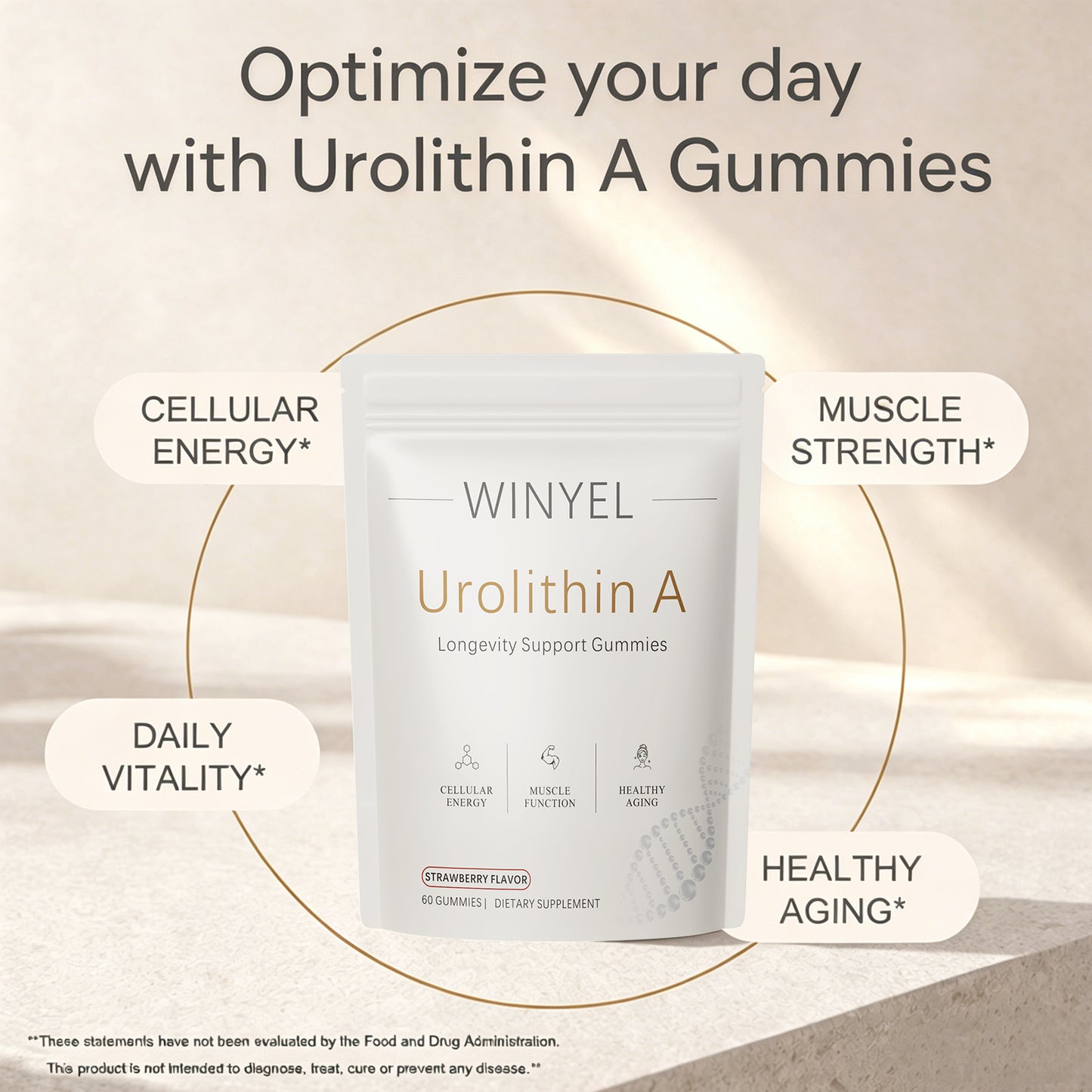 Urolithin A Supplement Gummies - Cellular Energy & Muscle Support - 60 Count