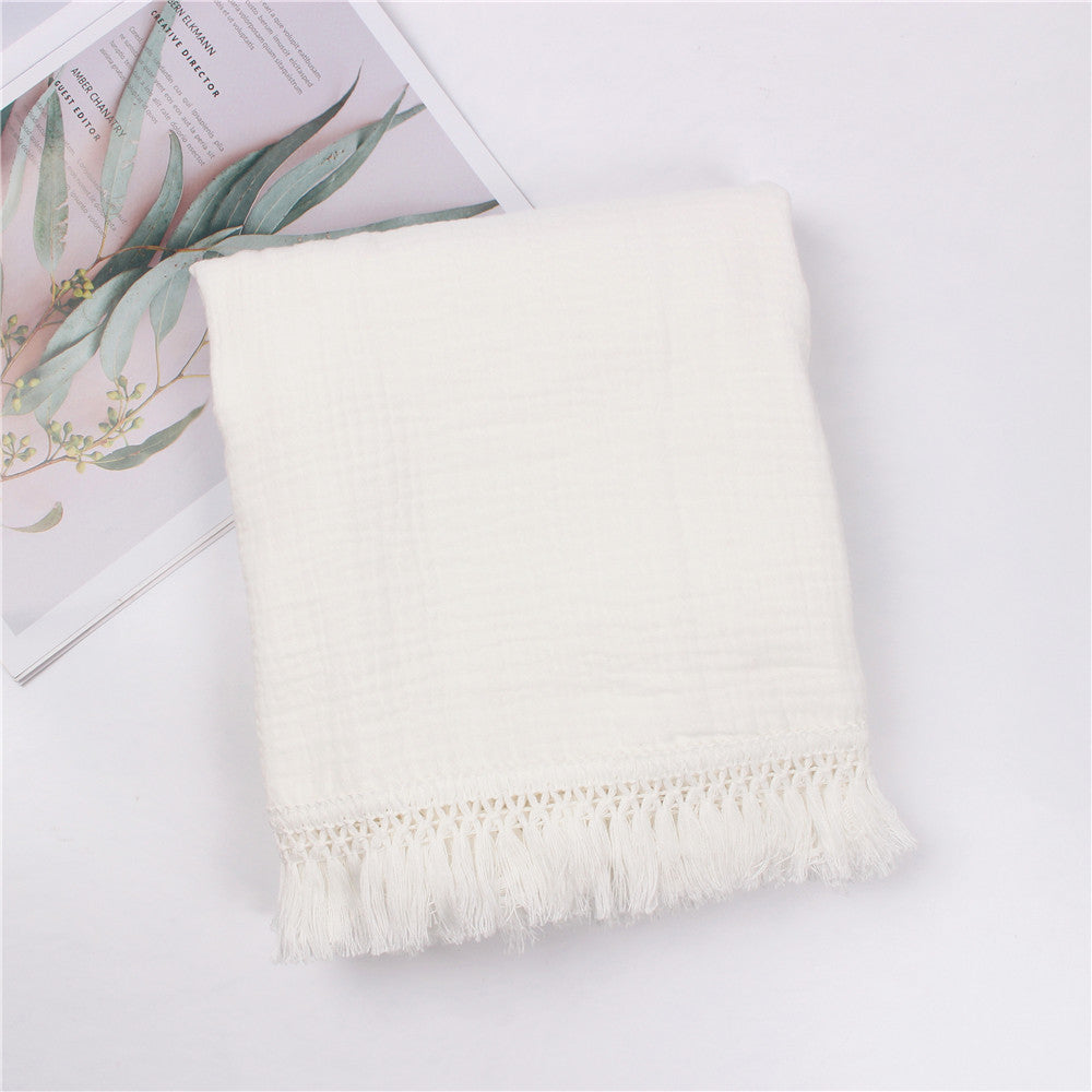 Children's Cotton Tassel Blanket - Baby Bedding 100x120cm, Multiple Colors