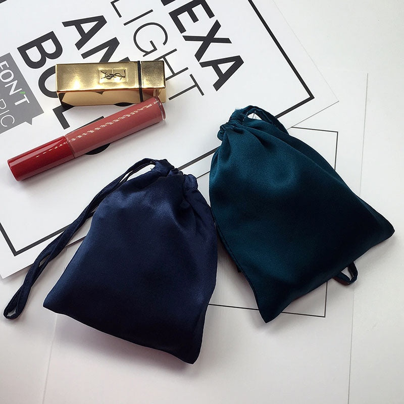 Silk Eye Mask Cosmetic Bag with Pocket - Jewelry & Travel Organizer