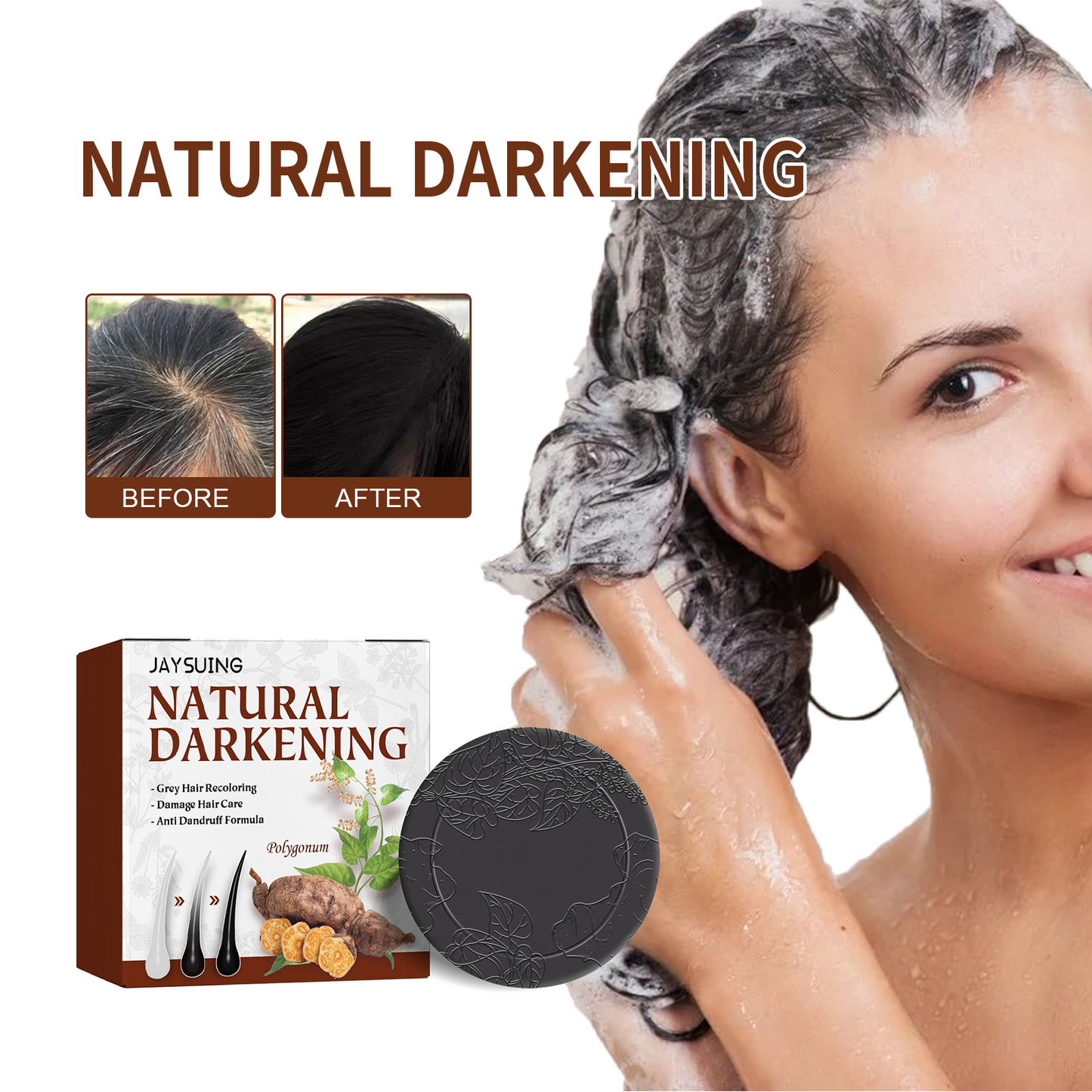 Fo-Ti Hair-Blackening Shampoo Bar 100g - Hair Care for Gray Hair