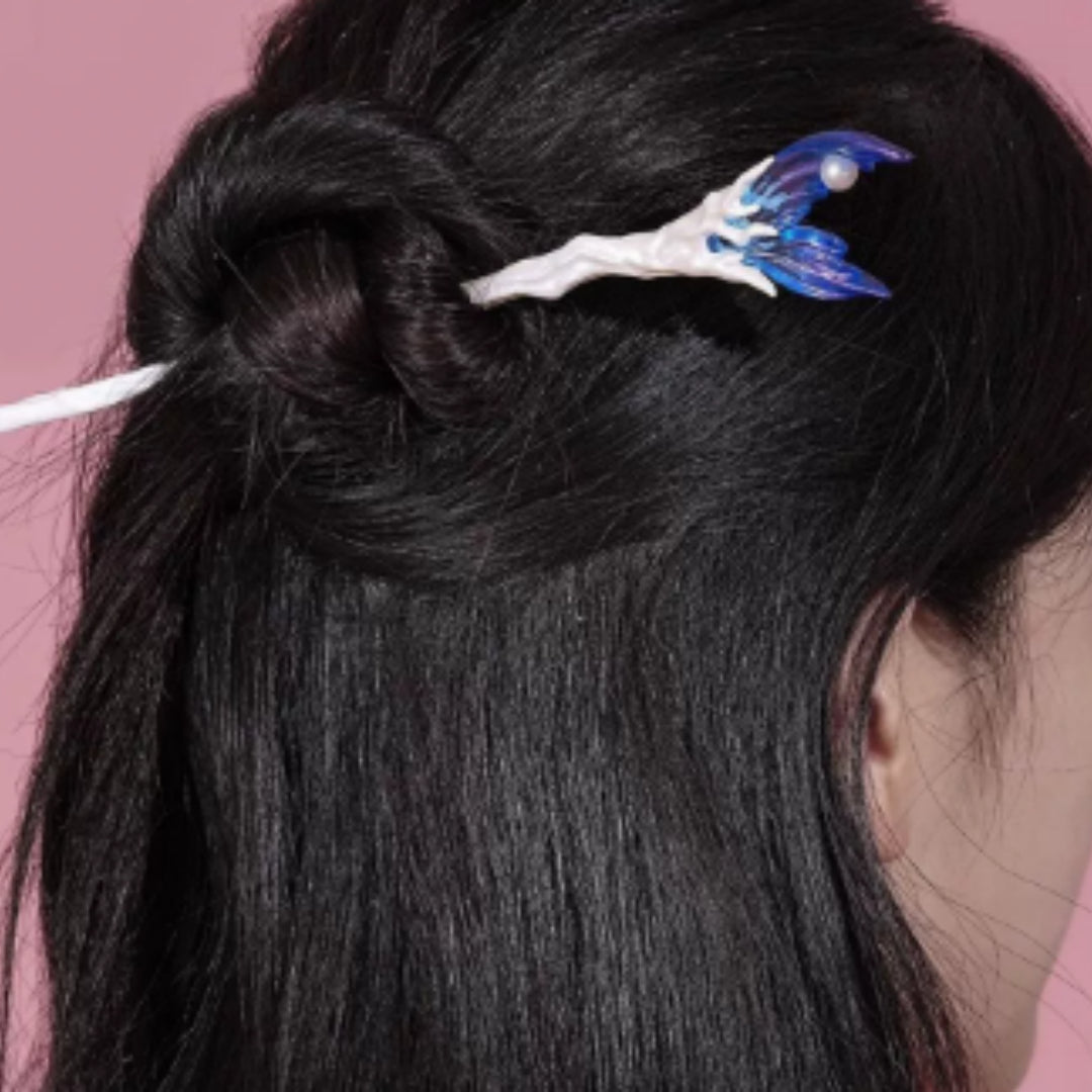 Fish-Tail Hairpin, Pearlescent Alloy Design