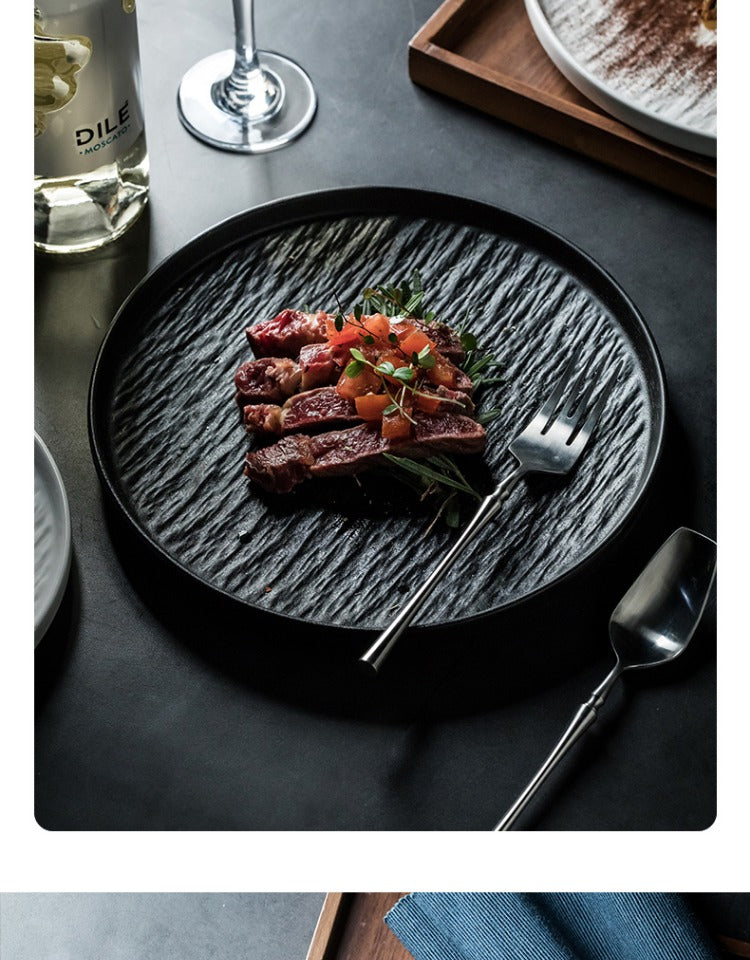 Ceramic Flat Plate Set for Western Cuisine Breakfast Dinnerware - 8 & 10 Inch
