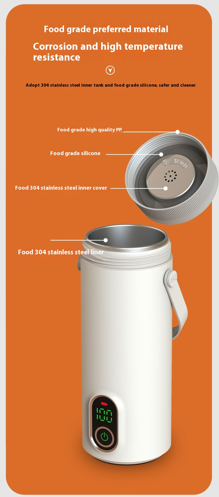 Wireless Portable Water and Electric Cup with Heating Function
