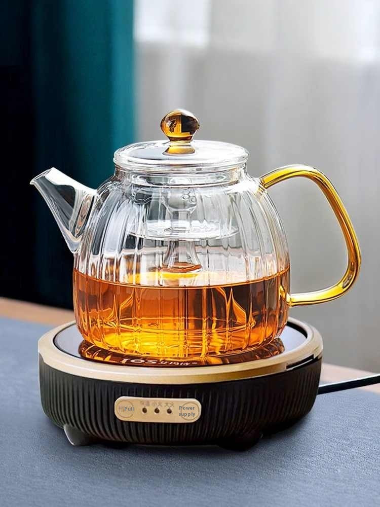 Heat-Resistant Glass Teapot Set with 6 Cups 1000ML - Household Tea Brewing
