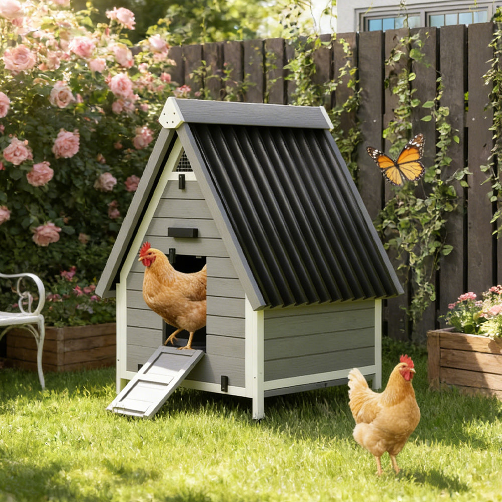 Outdoor Wooden Chicken Coop for 1-2 Chickens with Removable Nesting Box & Ramp