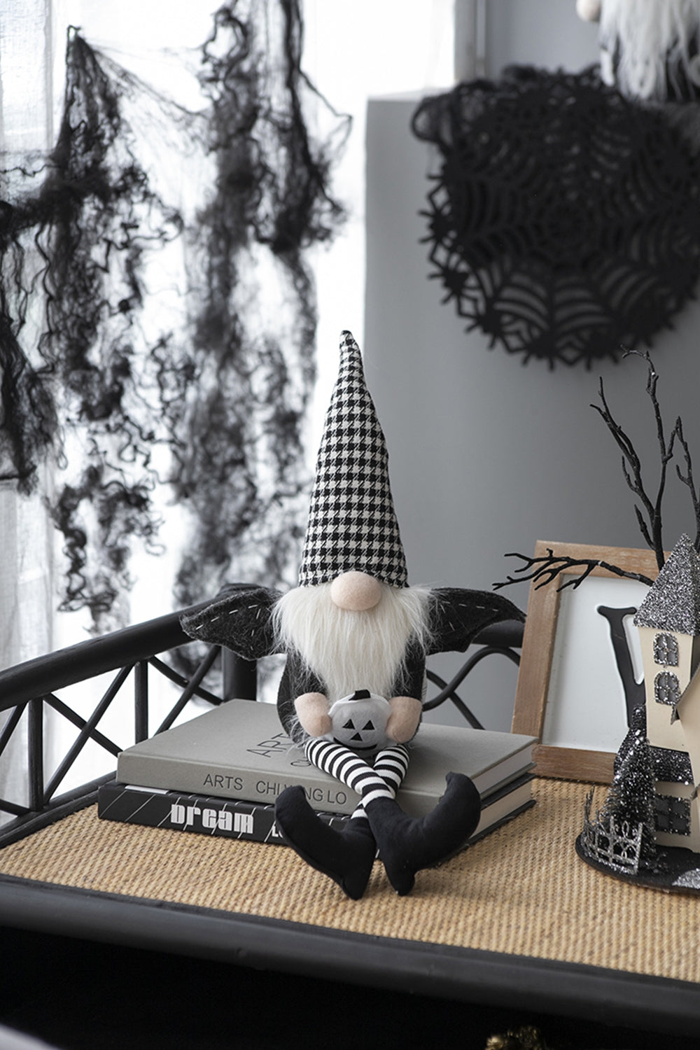 Set of 2 Black Gnomes with Wings - Halloween Decor - 23.5"
