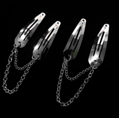 Dark Hairpin Chain - Black Alloy Hair Clip with Silver Variant