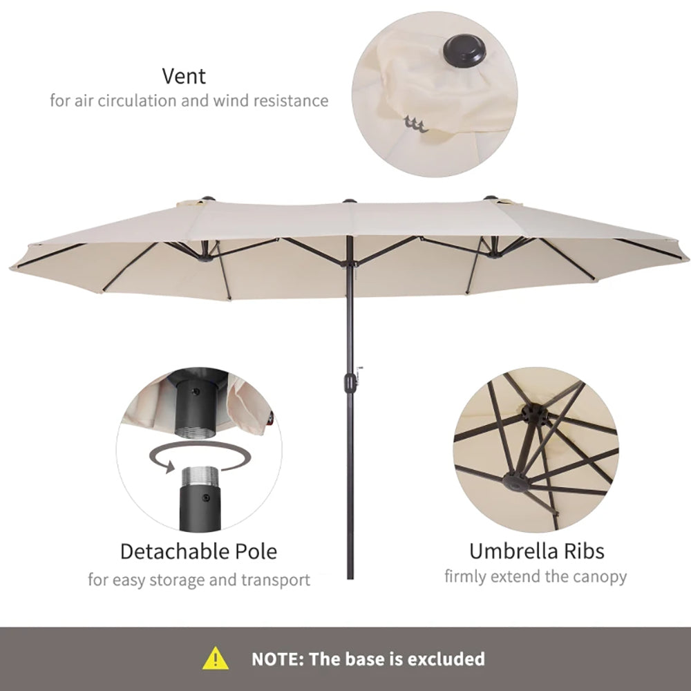 15ft Double-Sided Patio Umbrella with Crank - Cream White